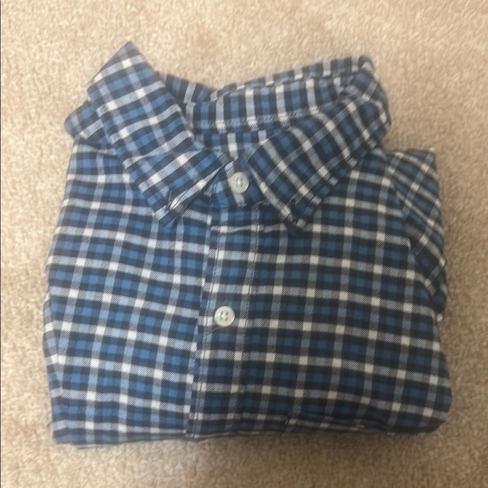 GAP Blue and White Casual Button Down Standard Fit Stretch Shirt